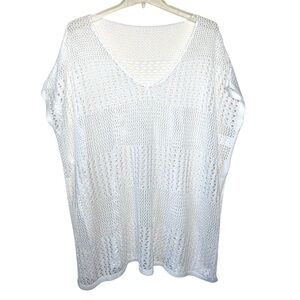 Shein Swim Cover Up White Boho Crochet Bohemian Tunic One Size